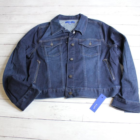 Apt. 9 Women's Denim Blue Jean Jacket Size XXL Button Front Plus 0X 1X - Picture 1 of 4